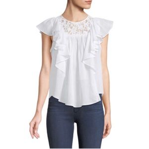 BCBG Woven Ruffled Baby Doll Top